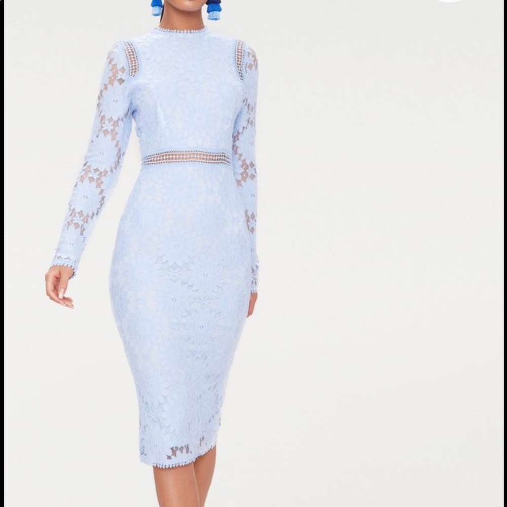 Pretty little things Pale blue lace midi dress.